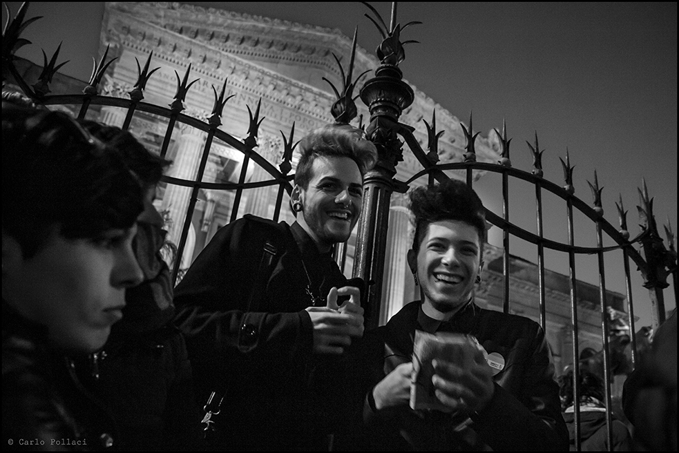 In front of the great theater