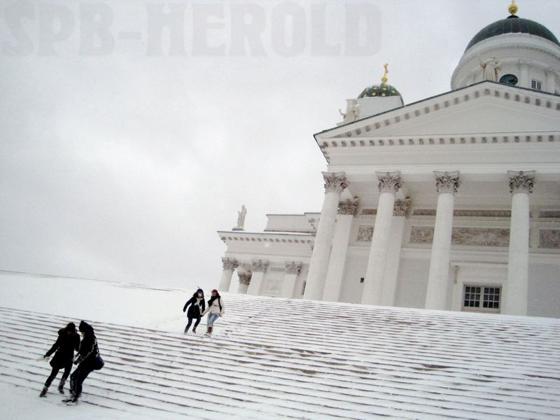 In Helsinki vom Schnee überrascht