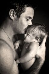 in his fathers arms...