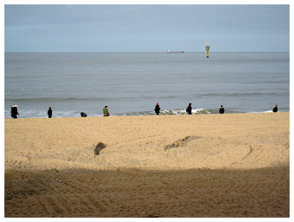 In Reih und Glied am Meer lang