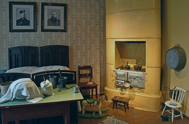 In side scene from worker's museum room