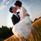 In the roman countryside, during the wedding photo session