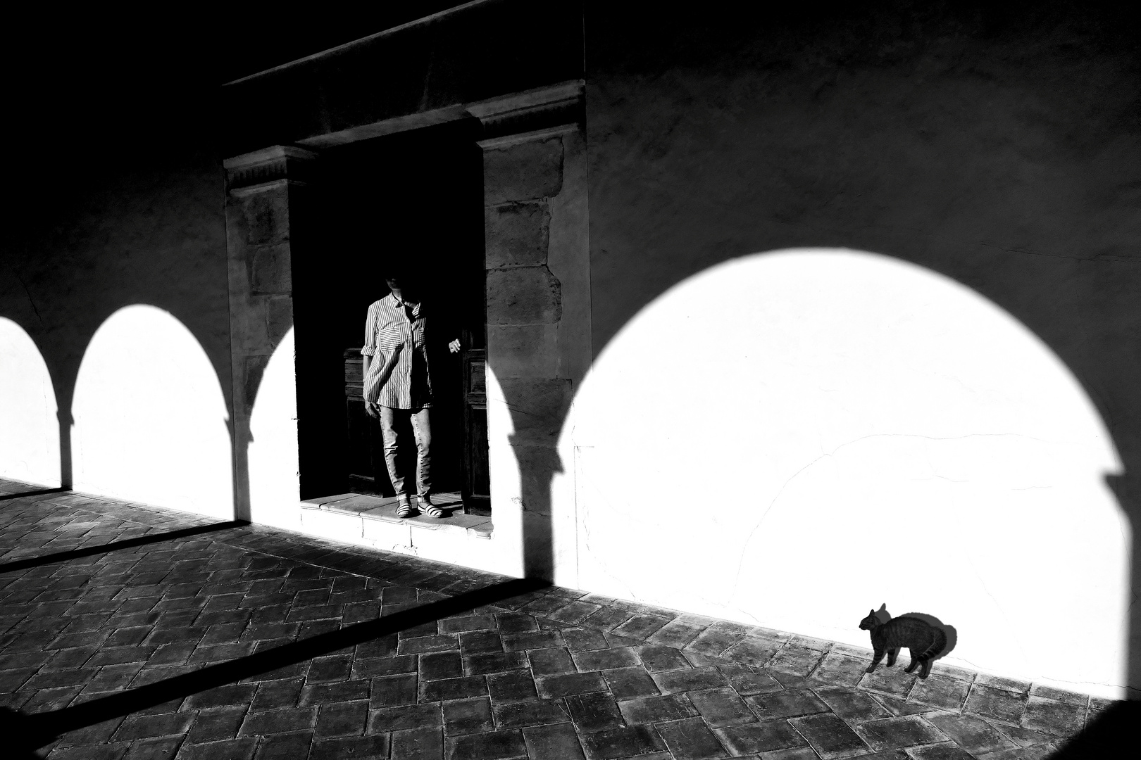 Incontro nel chiostro del monastero