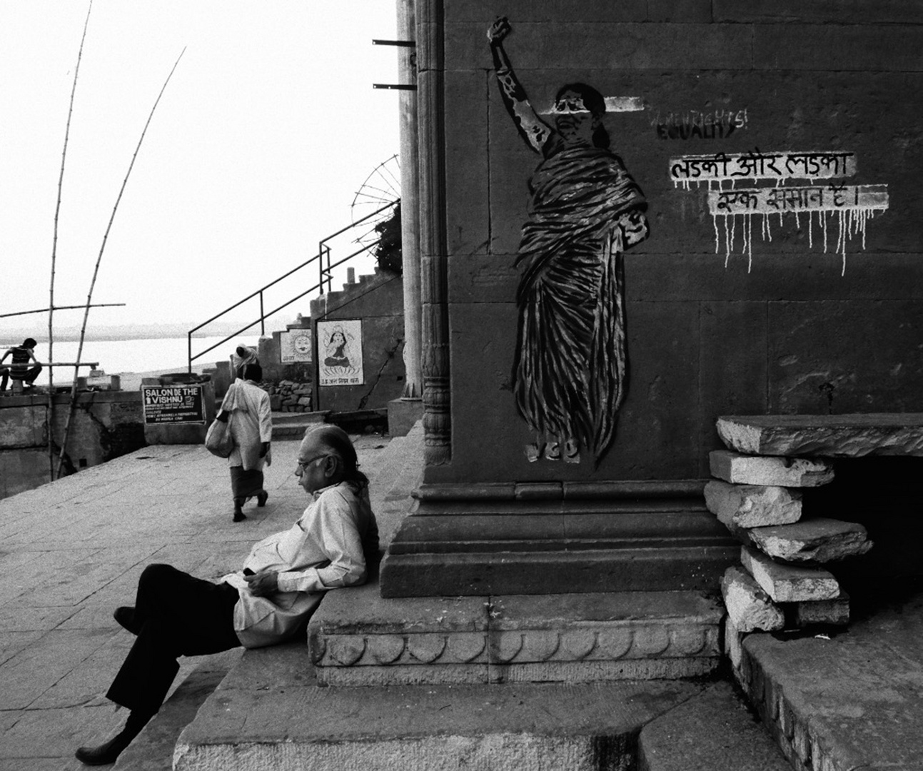 India Varanasi Equality Graffiti. Indian Statue of Liberty