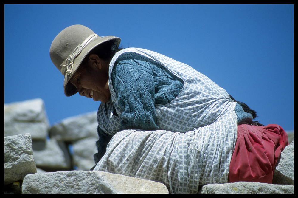 Indígena auf dem Cerro Calvario - Copacabana