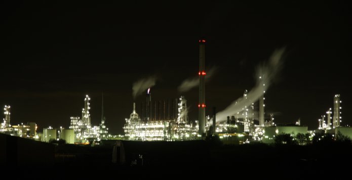 Industrial zone by night