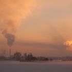 Industrie im Wintersonnenuntergang