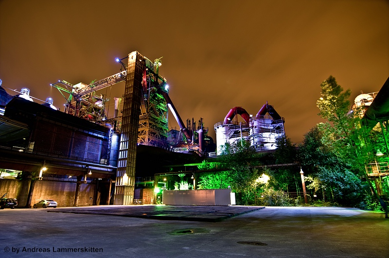 Industrie und Landschaftpark Duisburg bei Nacht