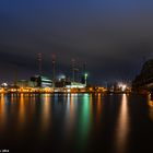 Industriegebiet in Linz mit Eisenbahnbrücke bei Steyregg