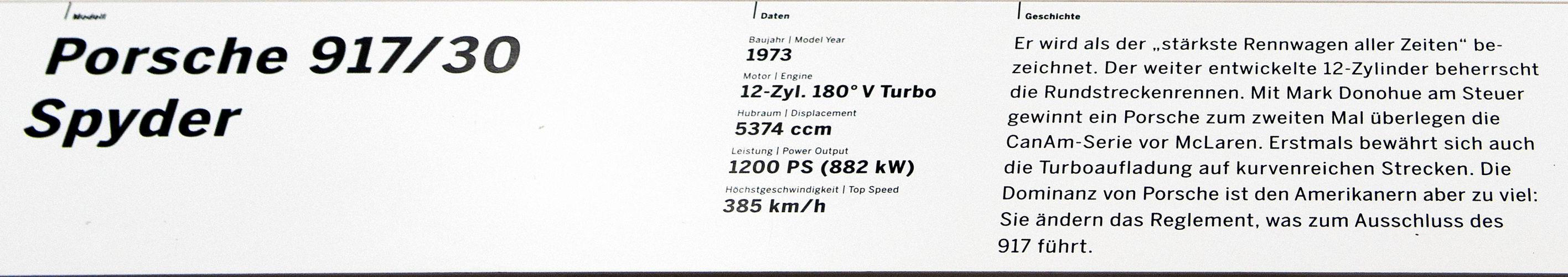 Info - Tafel Porsche 917/30 Spyder