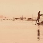 Inle Lake in sepia.