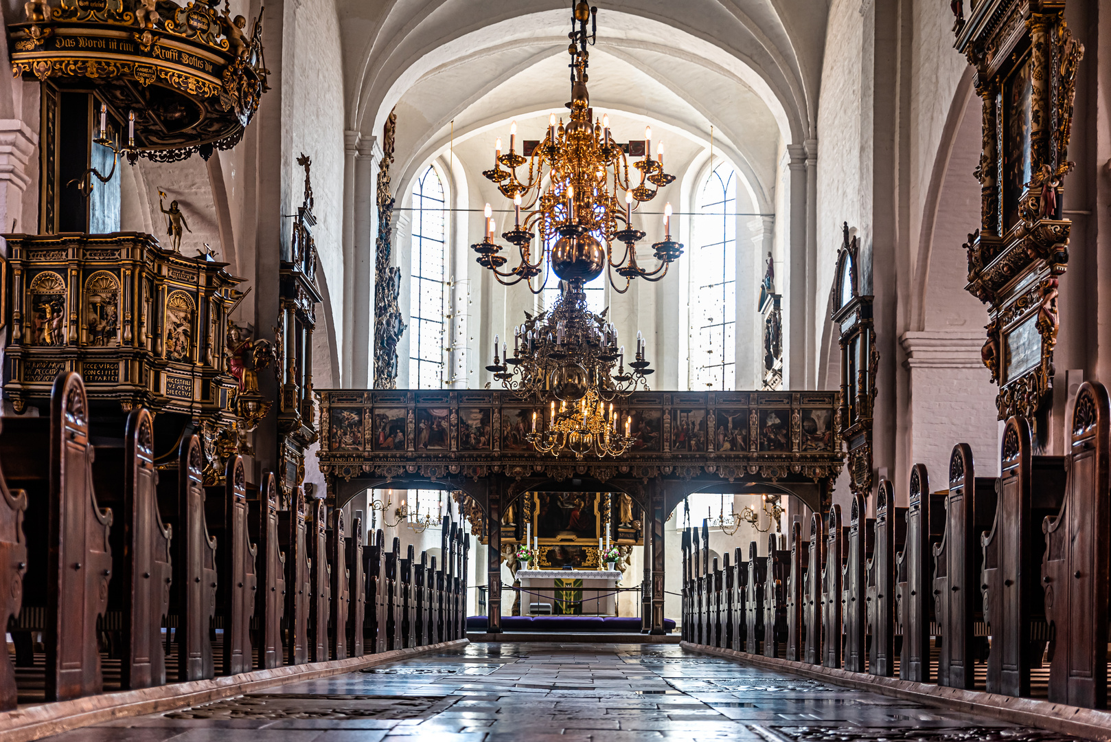 Innenansicht der Kristkirke in Tønder