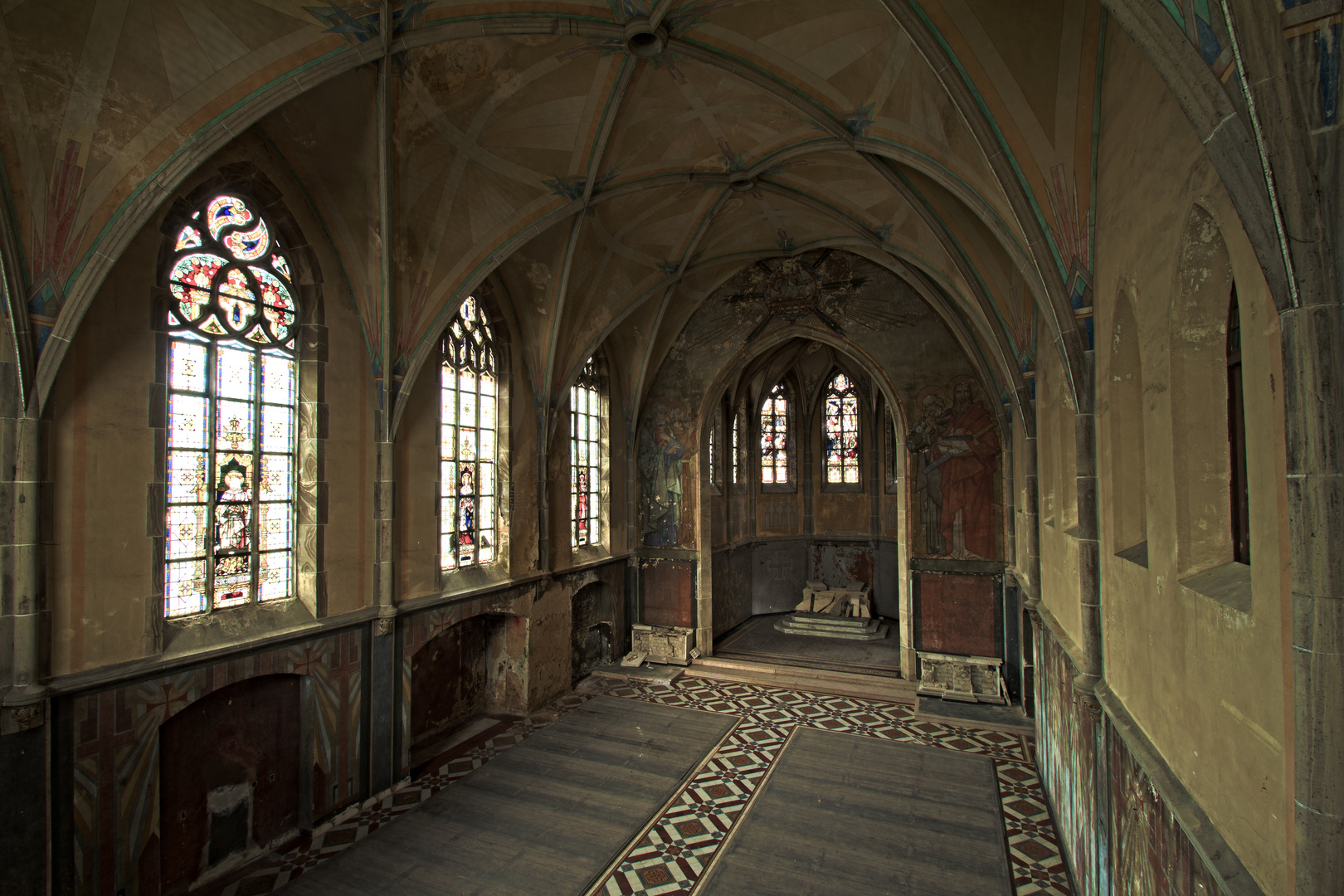 Innenraum der früheren Kapelle des St. Josefsheims Waldniel, Blick von der Empore