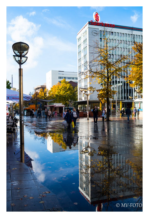 Innenstadt Duisburg nach Regen