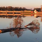 Innstaustufe Ering im Abendrot