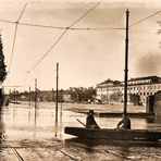 Inondazione del Tevere presso via Marmorata