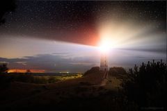 Insel Hiddensee mit Leuchtturm Dornbusch bei Nacht