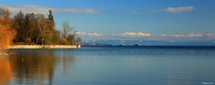 Insel Mainau mit Blick auf den Bodensee im Februar