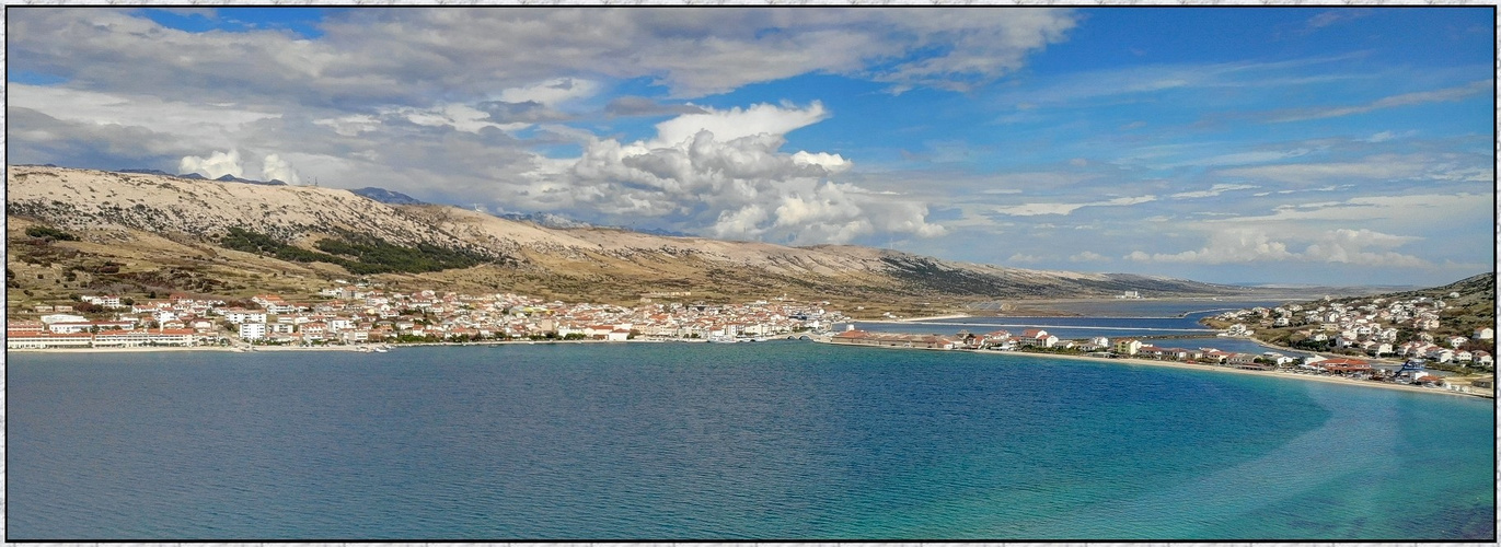 Insel Pag; Blick auf Pag Stadt; Kroatien Camper-Reise Mai 2019