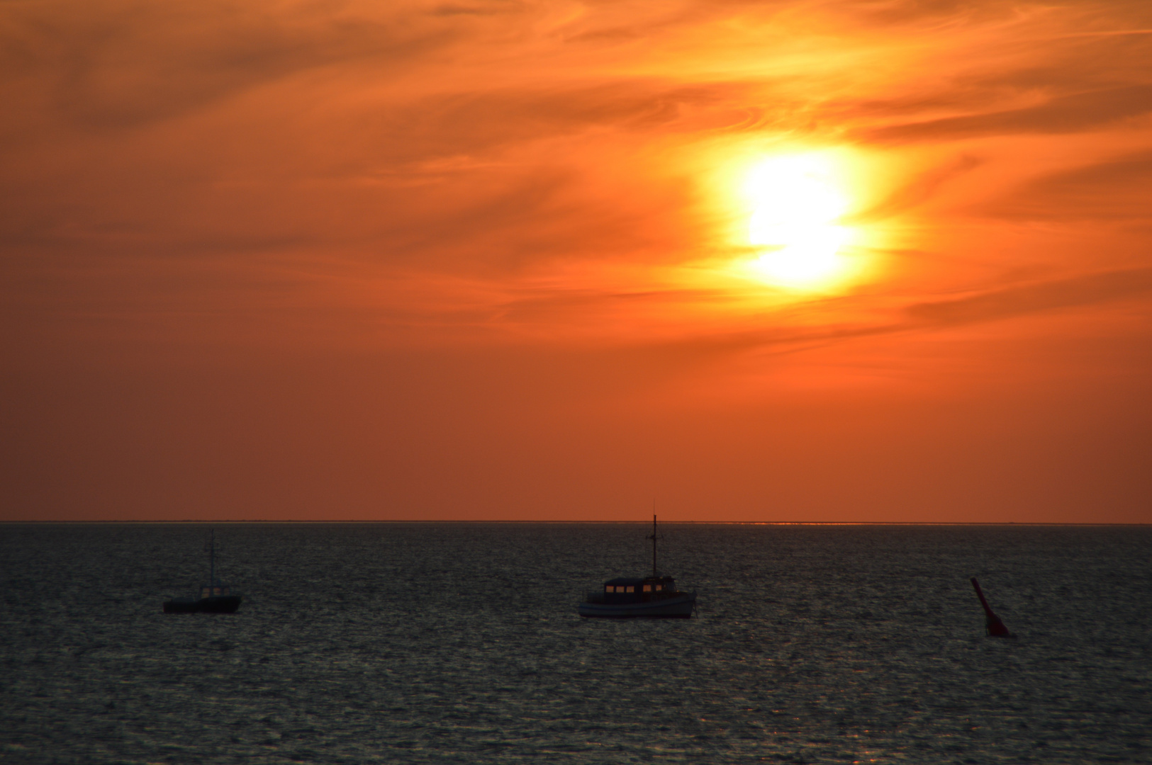 Insel Pellworm Sonnenuntergang an der Hooger-Fähre