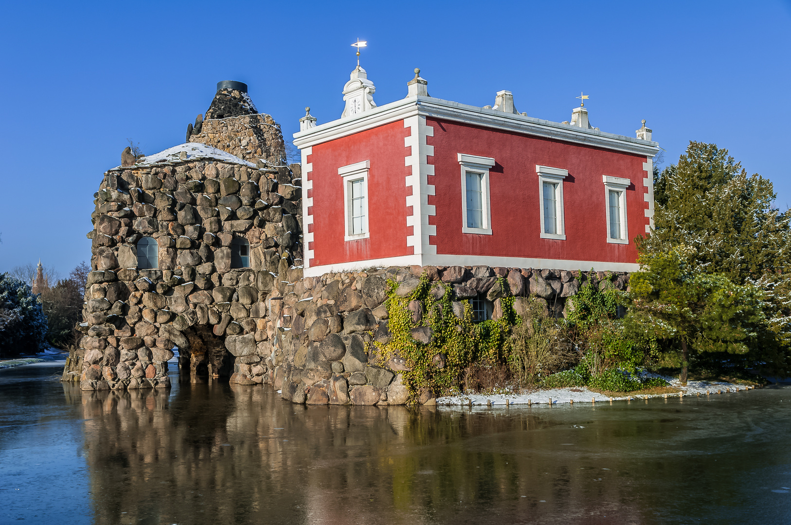 Insel Stein und Villa Hamilton - Wörlitz - Gartenreich Dessau im Winter