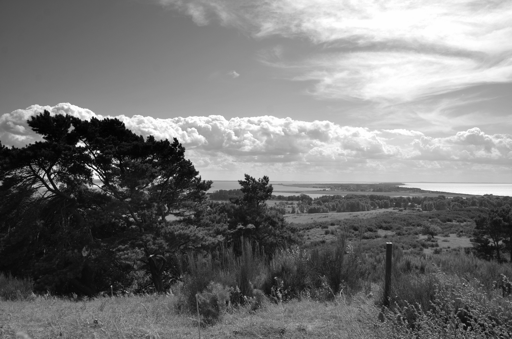 Inselblick in Schwarzweiß