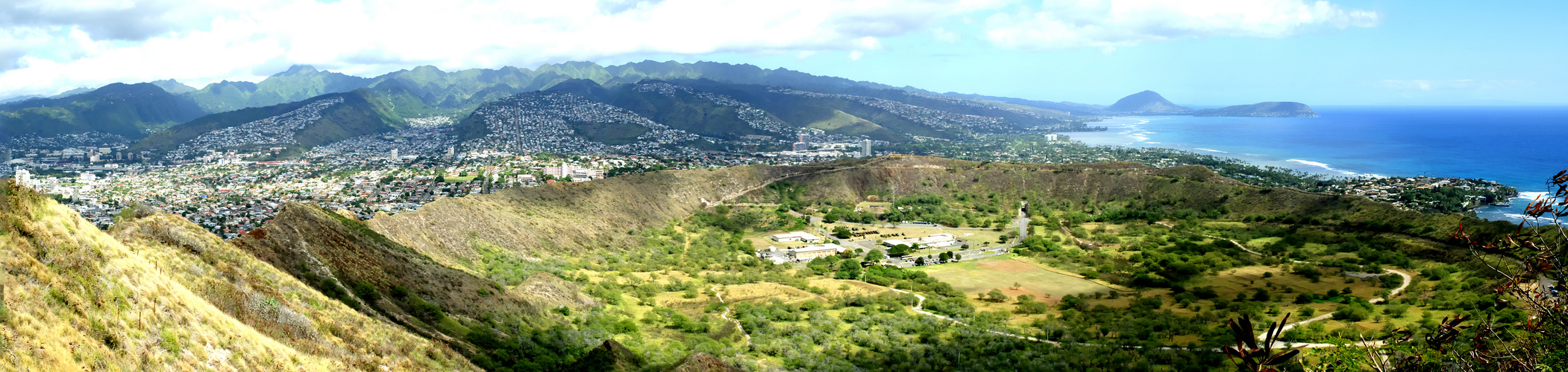 INSIDE OF DIAMOND HEAD VOLCANO CRATER and the SUMMIT IN OAHU,HAWAII