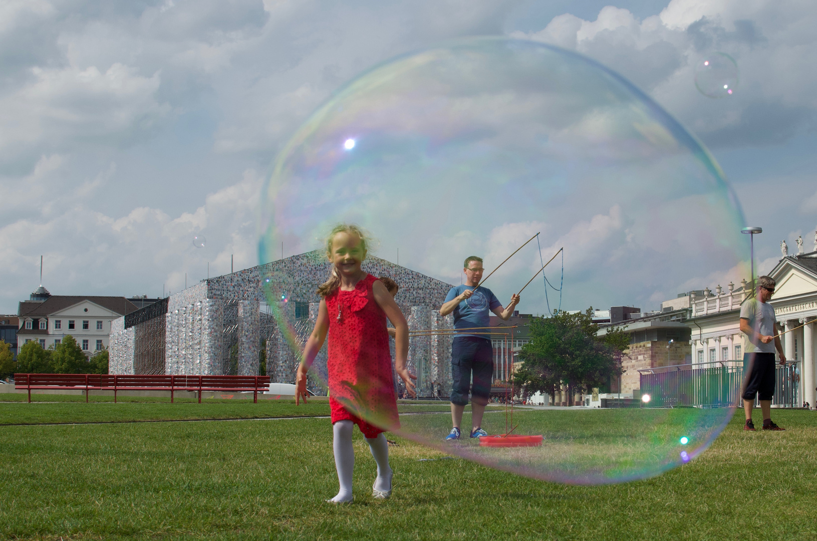 human inside bubble