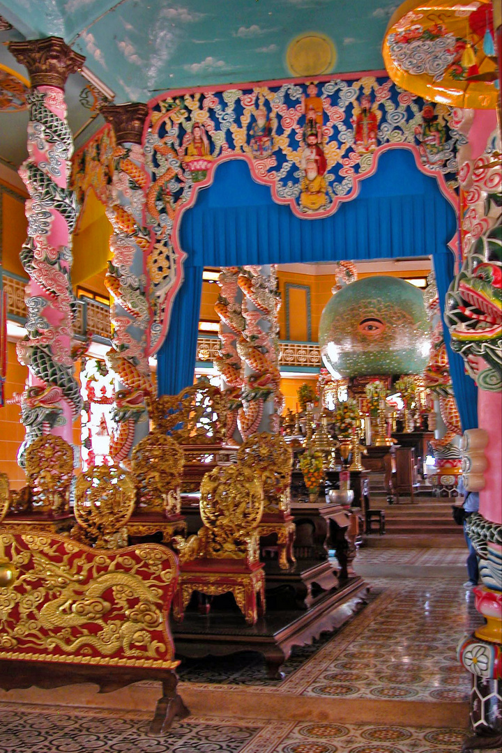 Inside the Cao Dai Church in Tay Ninh