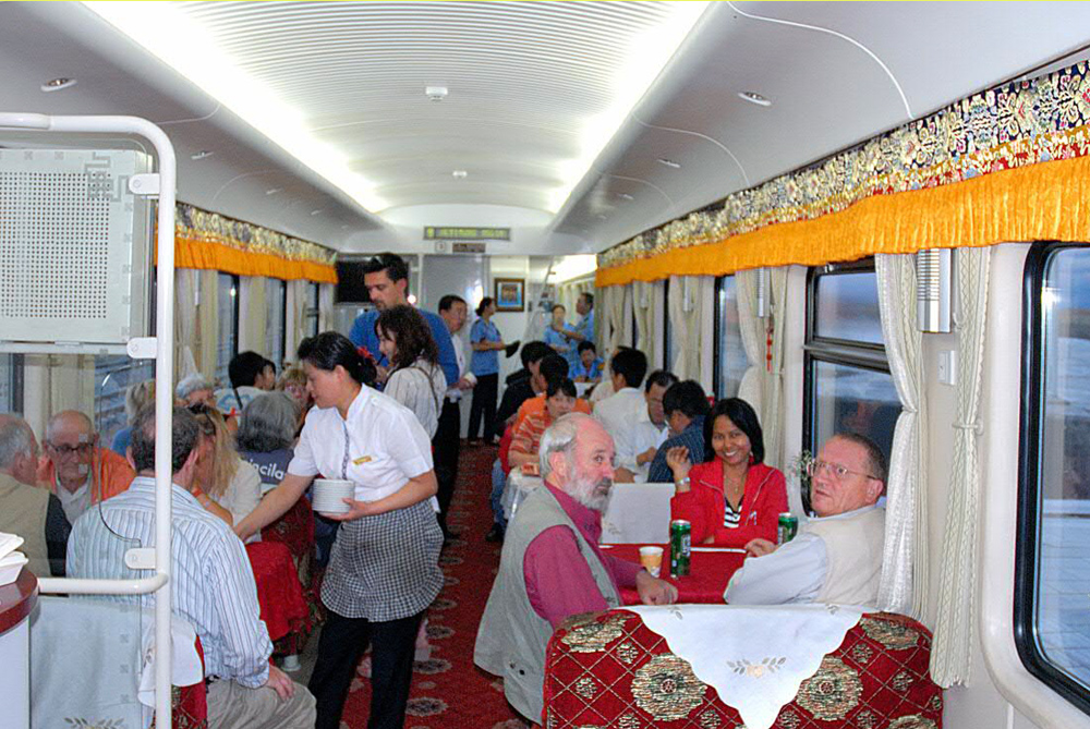 Inside the dining coach