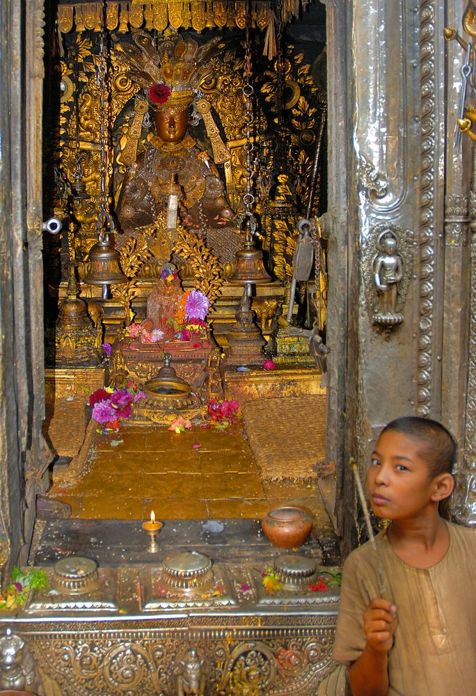 Inside the Golden Temple in Patan