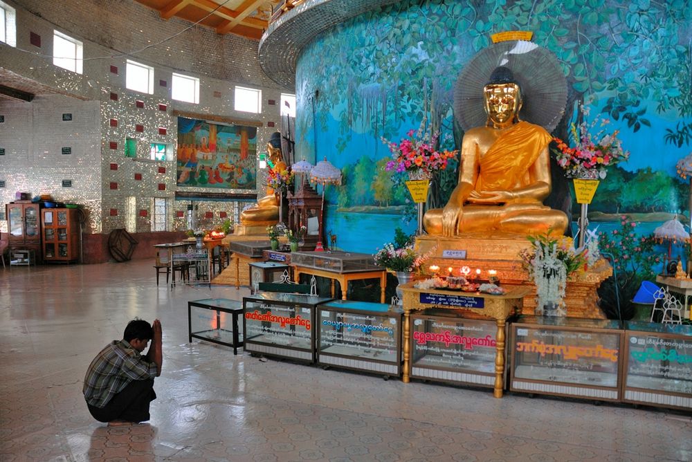 Inside the Kaba Aye Pagoda in Yangon