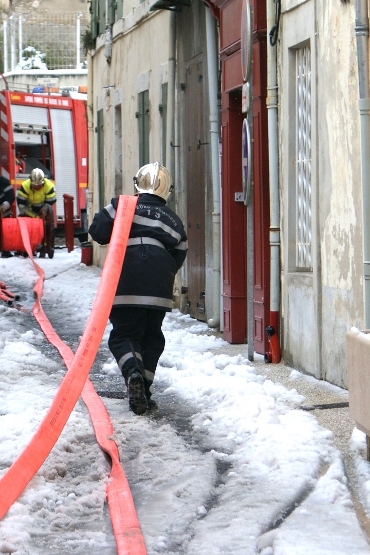 intervention des pompiers dans la neige