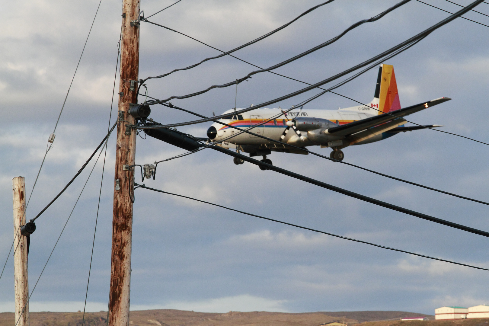 Iqaluit 2010 plane on wires