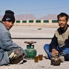 Iranisch Arbeiter bei der Teepause