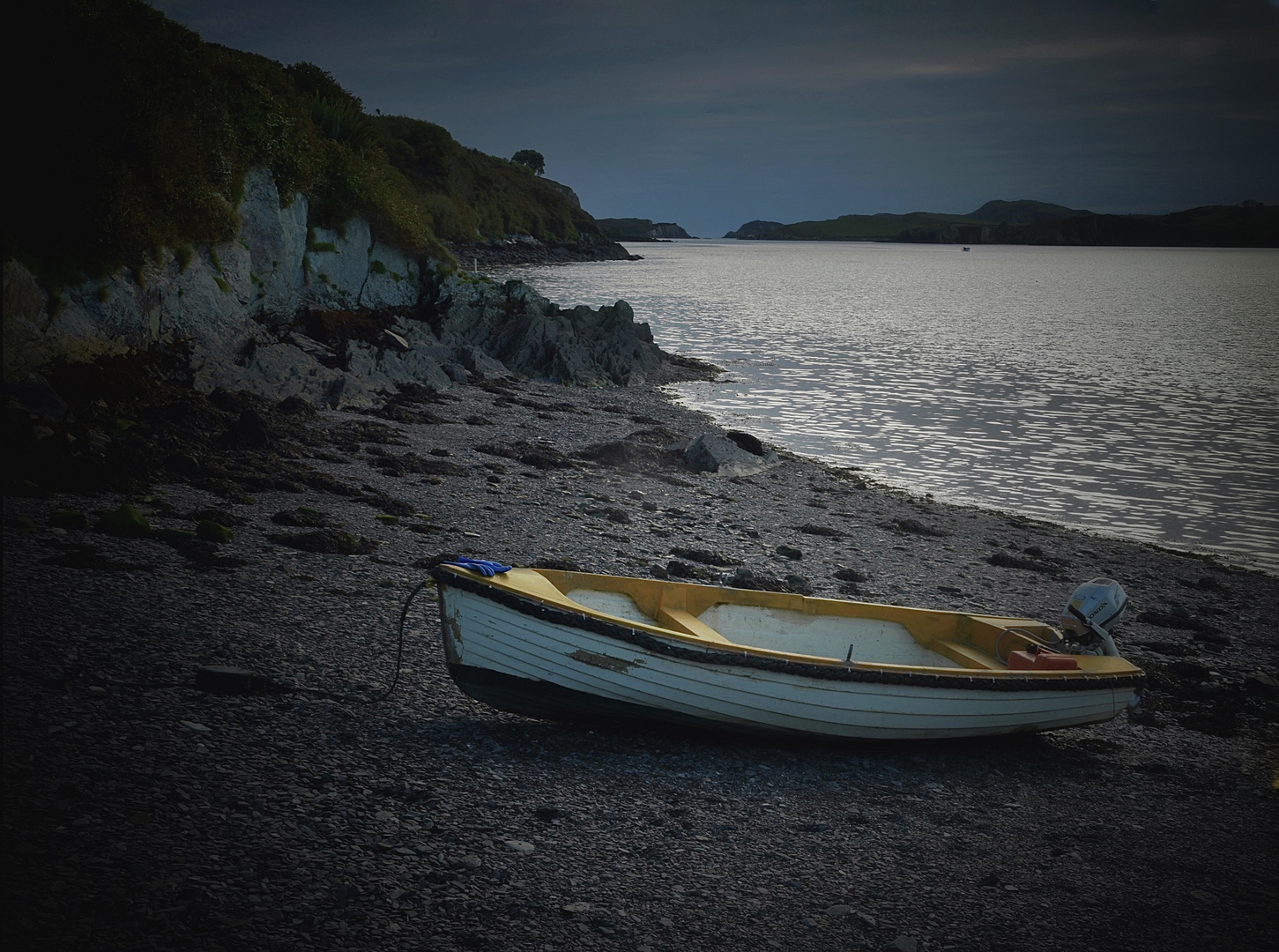 Irish Punt Boat in back light