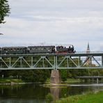 Isarbrücke Landshut am 09.09.2013, zum Abschluss natürlich mit Dampf !!