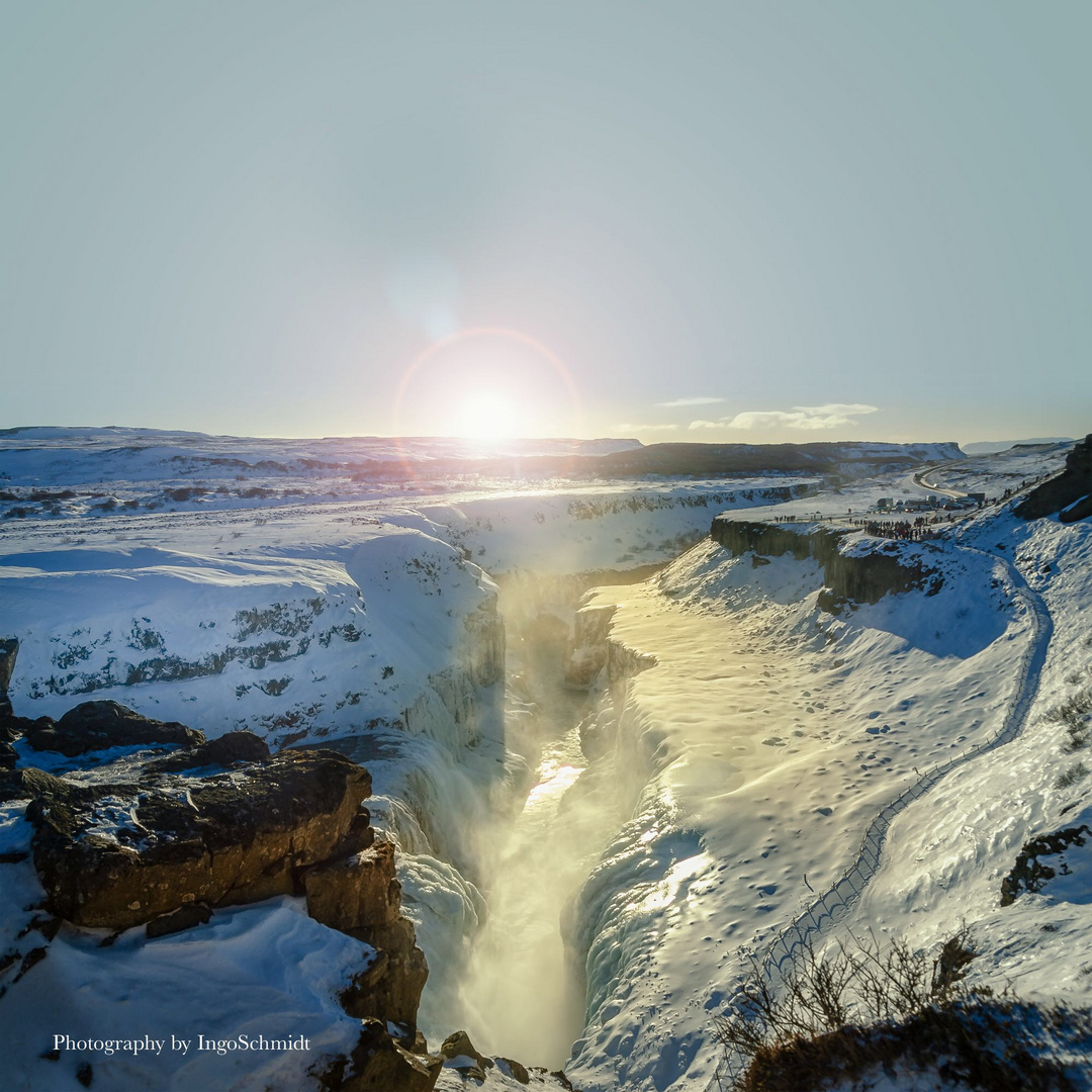 Island Gullfoss Wasserfall Winter 2019