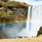 Island Skogafoss Waterfall with Rainbow April 2022