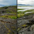 Island tiefer Riß im Gestein - geologische Trennlinie Amerika / Europa (3D-X-View)