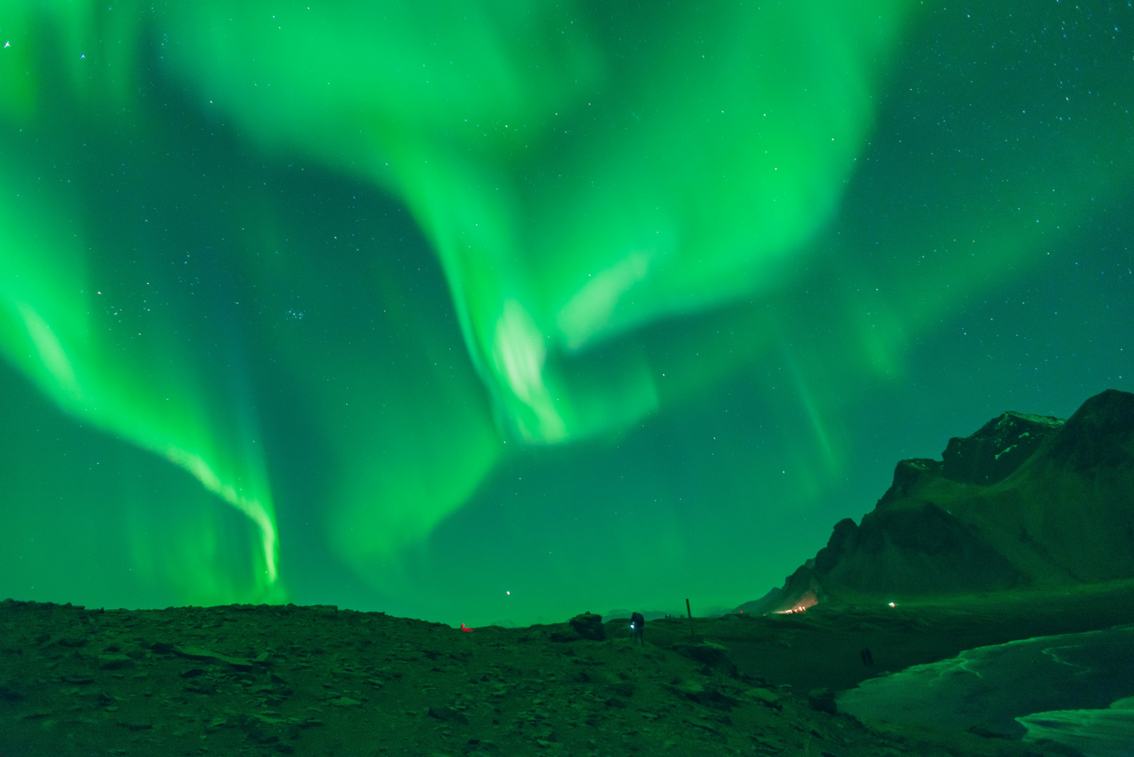 Island, Vestrahorn, Nordlichter