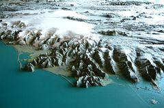 Island von Südosten mit Blick auf den Vatnajökull