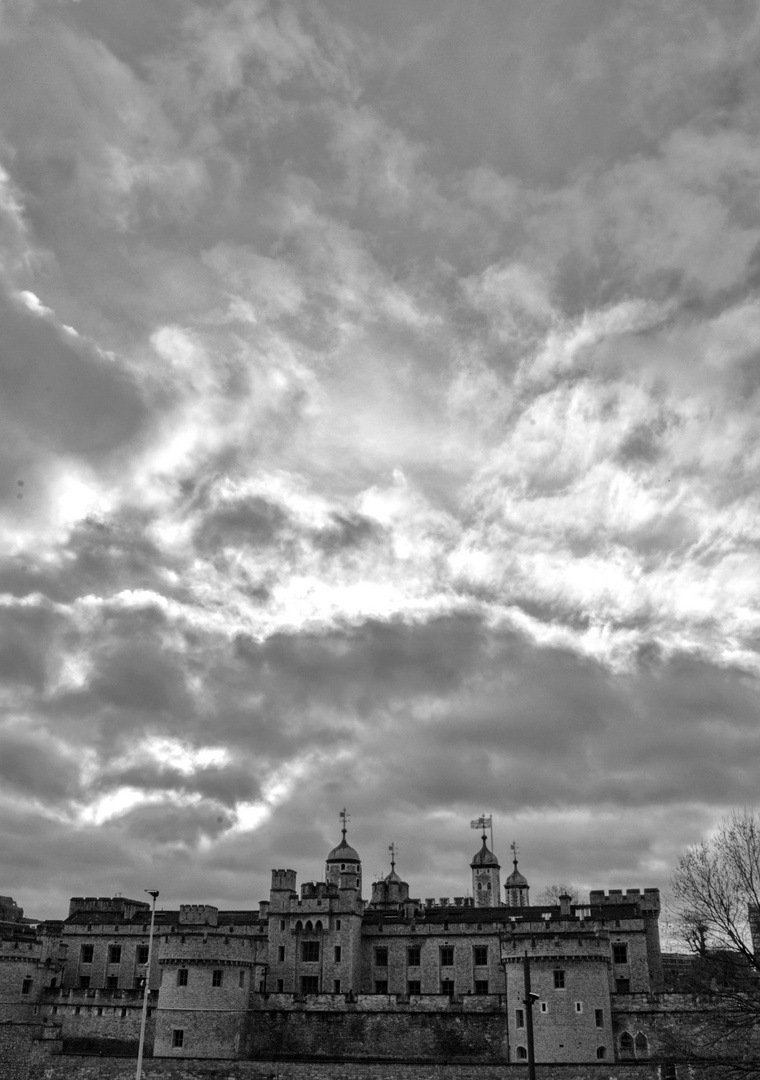 … it clouds over Tower of London…