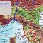 Italien Nord  mit Fahrtroute und Text 