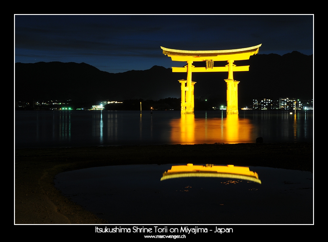 Itsukushima Shrine Torii on Miyajima by Night, Japan