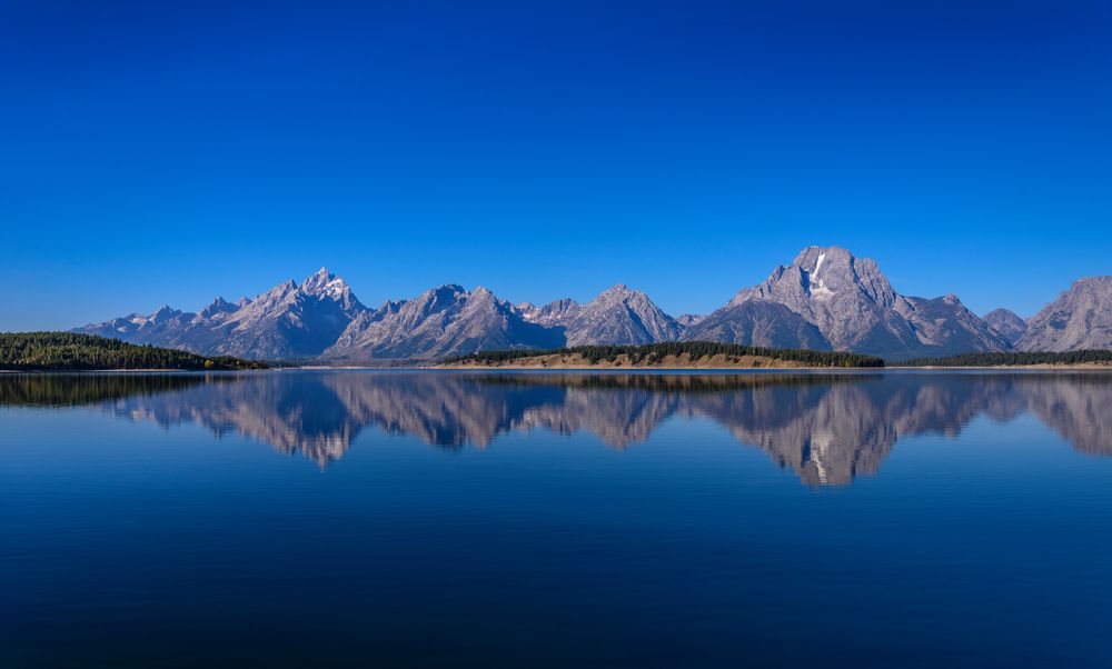 Jackson Lake gegen Teton Range, Wyoming, USA