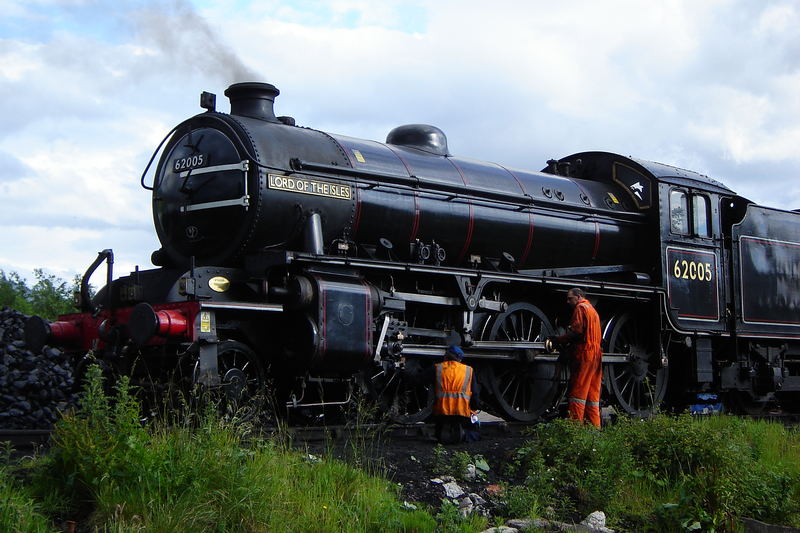 Jacobite steam train engine at the depot after service