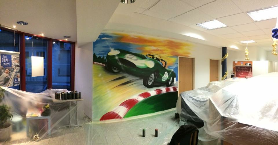 Jaguar XKSS indoor graffiti decoration 