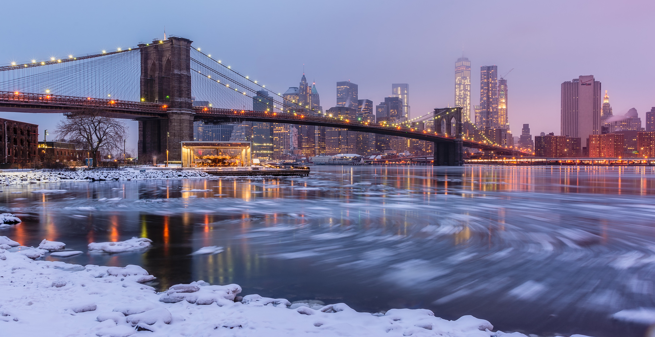 Jane's Wintercarousel and Brooklyn Bridge