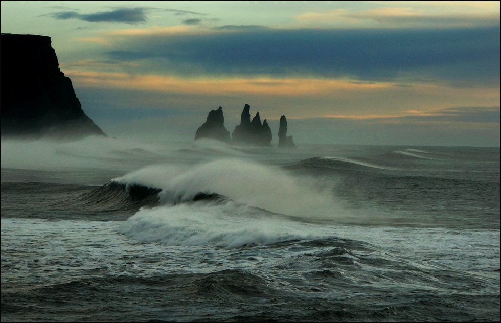 Januar Sturm vor dyrholaey